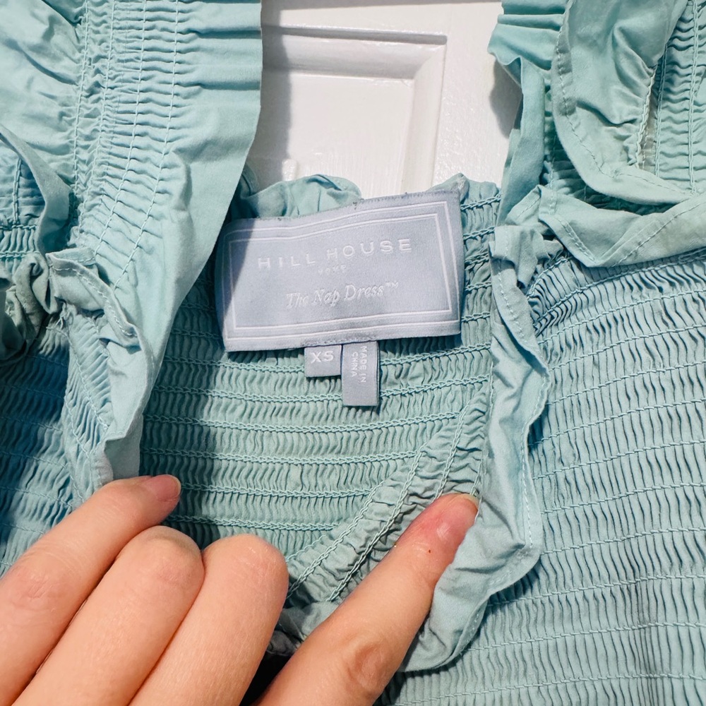 Hill House Aqua Teal Ruffle-Strap Tiered Midi Dress - Picture 3 of 4